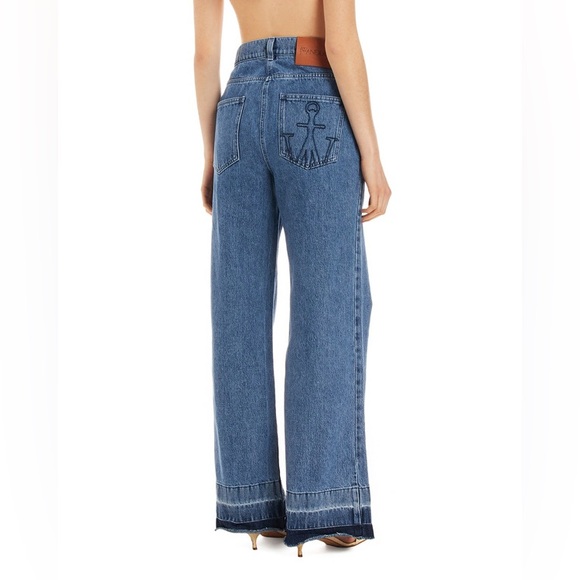 JW ANDERSON Denim - JW Anderson Flared Logo Embroidered Jeans - Blue